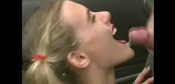  YM Mindy schoolgirl lipstick car door blowjob